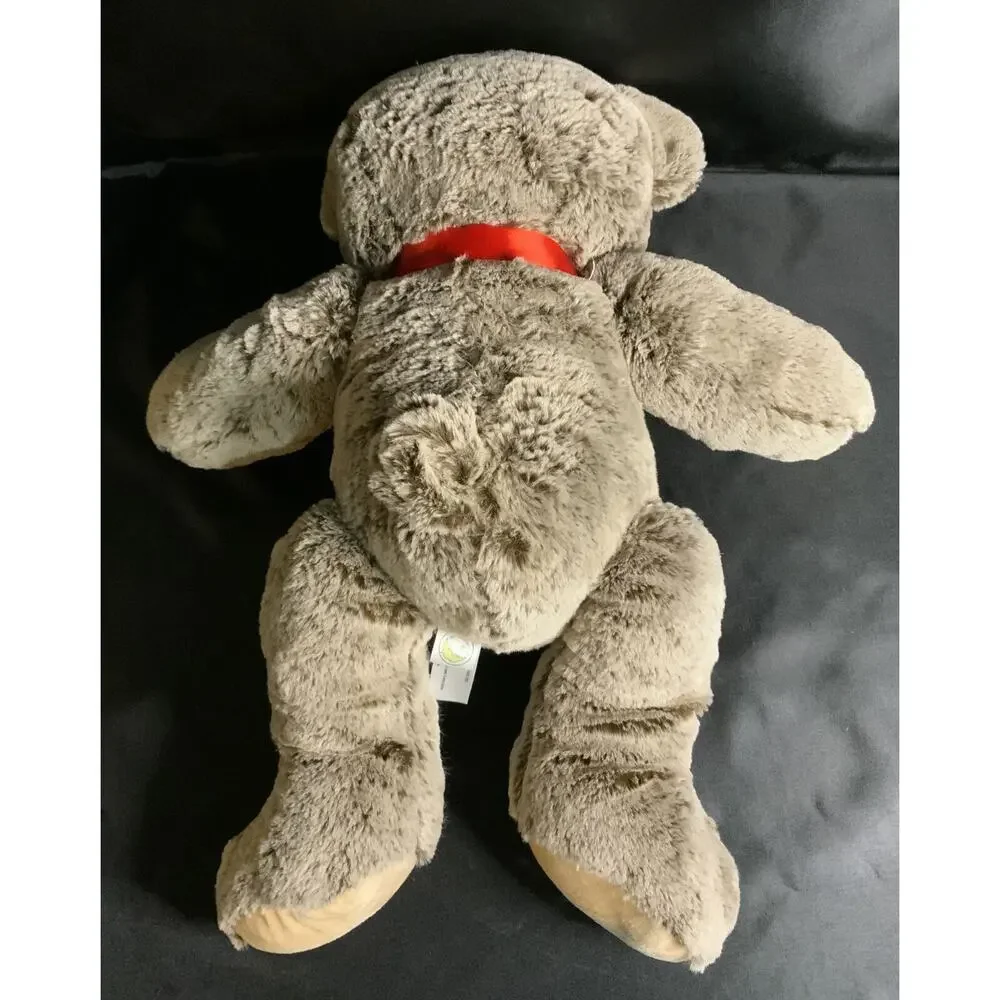 Animal Adventure Brown Teddy Bear Plush 2015 Red Bow Tan Ears Feet Lovey Stuffed